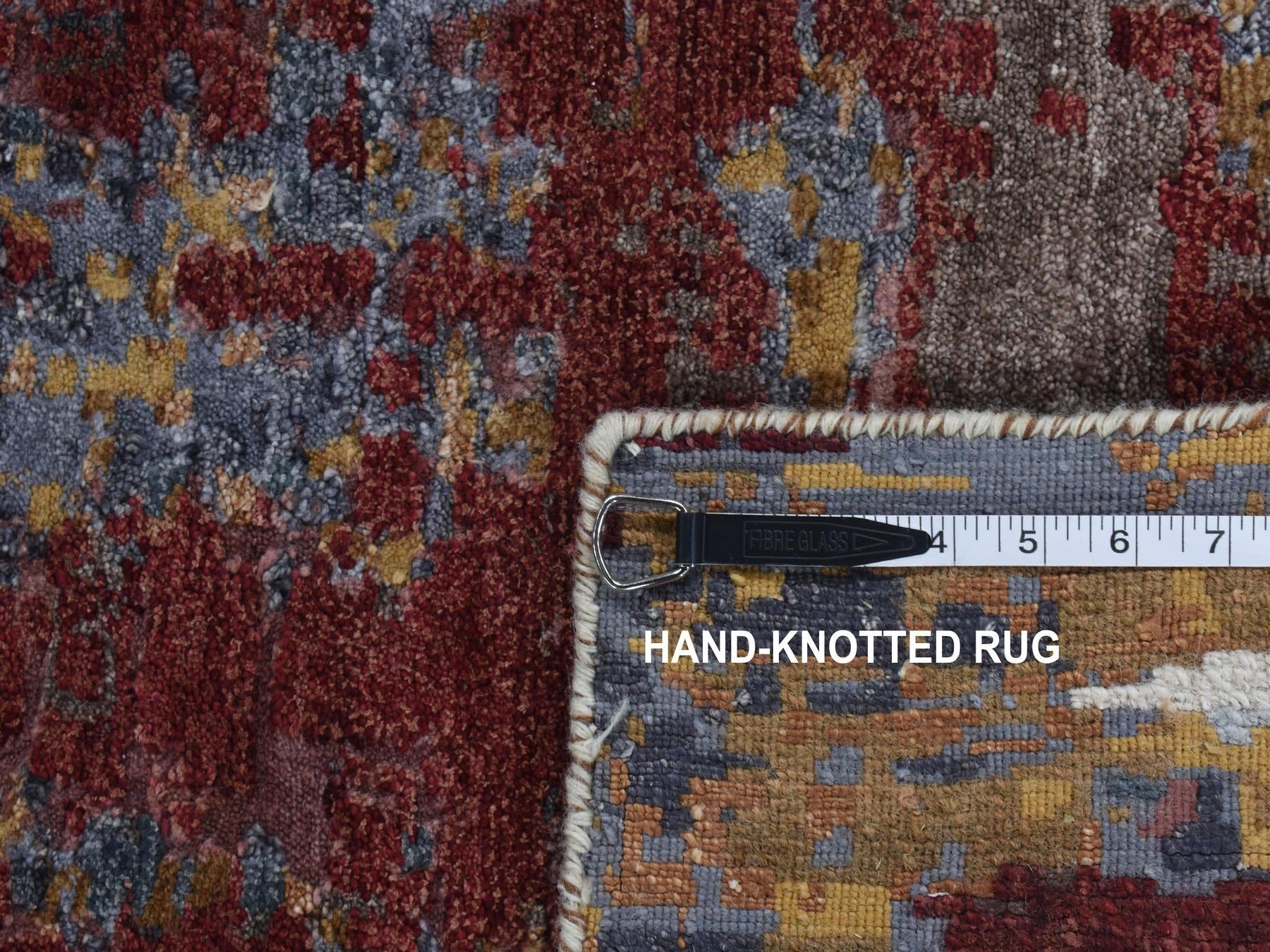 Wool / Silk hand-knotted wool/silk runner in Red, 2'7" x 8'1" — SKU O087211 (view 7)