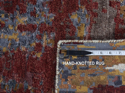 Wool / Silk hand-knotted wool/silk runner in Red, 2'7" x 8'1" — SKU O087211 (view 7)