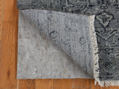 Transitional hand-knotted wool/silk runner in Gray, 2'9" x 7'10" — SKU O087212 (view 2)