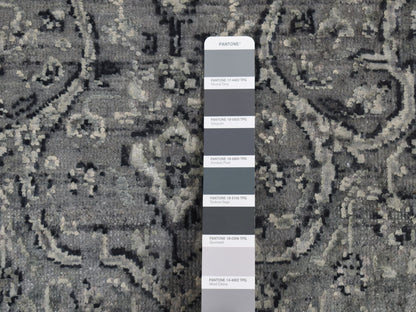 Grey 2'9" x 7'10" Transitional Hand knotted Wool/Silk Rug - Sku: O087212