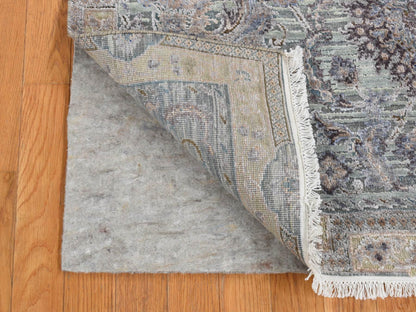 Green 4'1" x 6'2" Transitional Hand knotted Wool/Silk Rug - Sku: O087217