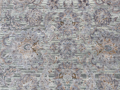 Green 4'1" x 6'2" Transitional Hand knotted Wool/Silk Rug - Sku: O087217