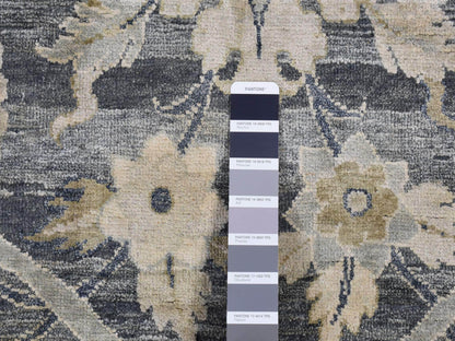 Grey 4'0" x 6'3" Transitional Hand knotted Wool/Silk Rug - Sku: O087219