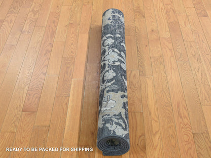 Transitional hand-knotted wool/silk rug in Gray, 4' x 6'3" — SKU O087219 (view 5)