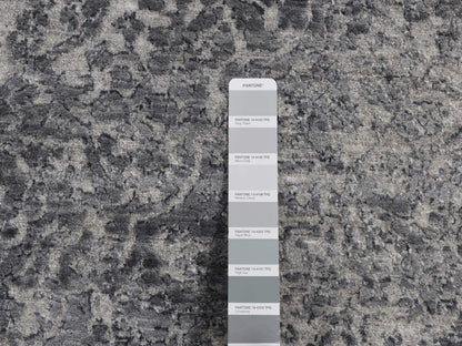 Grey 4'1" x 6'0" Transitional Hand knotted Wool/Silk Rug - Sku: O087222