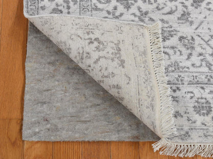 Tabriz Transitional hand-knotted wool/silk rug in Ivory, 4'1" x 6'2" — SKU O087223 (view 2)