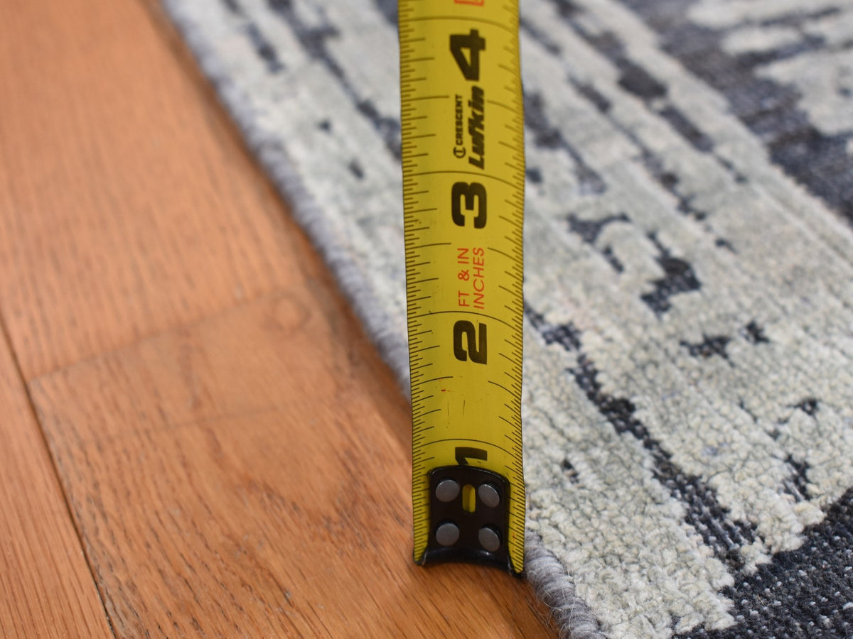 Modern / Contemporary hand-knotted wool/silk runner in Gray, 2'7" x 8' — SKU O087227 (view 6)