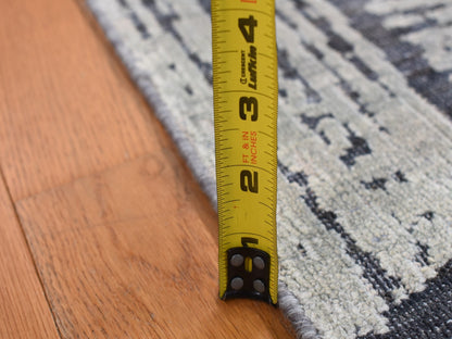 Modern / Contemporary hand-knotted wool/silk runner in Gray, 2'7" x 8' — SKU O087227 (view 6)