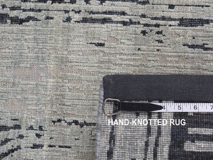 Modern / Contemporary hand-knotted wool/silk runner in Gray, 2'7" x 8' — SKU O087227 (view 7)