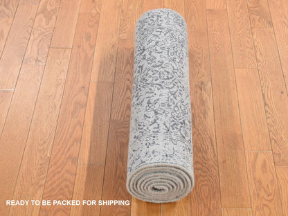 Grey 2'5" x 8'2" Transitional Handloom Wool/Silk Rug - Sku: O087228