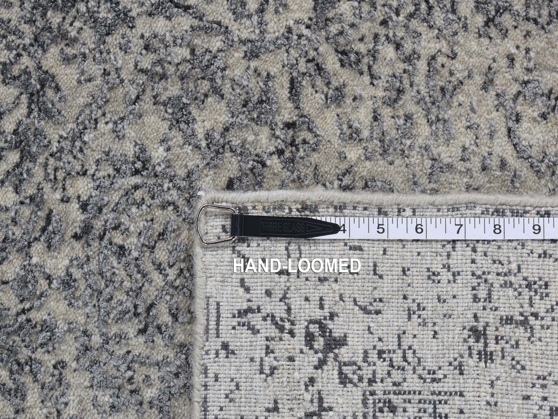 Transitional hand-knotted wool/silk runner in Gray, 2'5" x 8'2" — SKU O087228 (view 7)