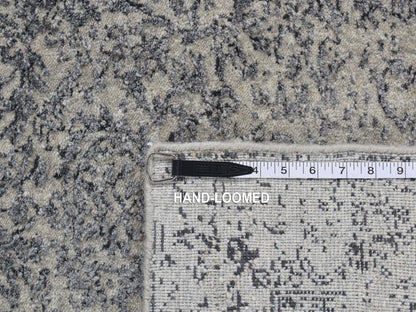Transitional hand-knotted wool/silk runner in Gray, 2'5" x 8'2" — SKU O087228 (view 7)
