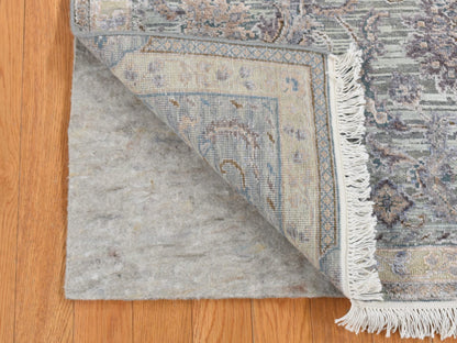 Green 2'5" x 8'1" Oushak / Peshawar Hand knotted Wool/Silk Rug - Sku: O087232