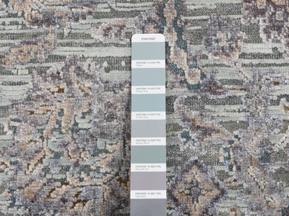 Green 2'5" x 8'1" Oushak / Peshawar Hand knotted Wool/Silk Rug - Sku: O087232