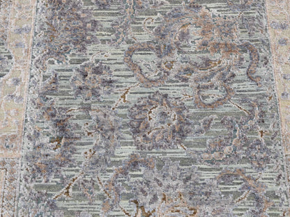 Green 2'5" x 8'1" Oushak / Peshawar Hand knotted Wool/Silk Rug - Sku: O087232