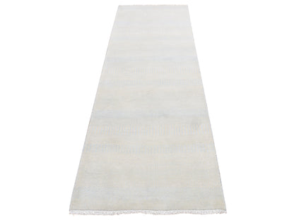 Gabbeh Modern / Contemporary hand-knotted wool/silk runner in Ivory, 2'7" x 8'4" — SKU O087233