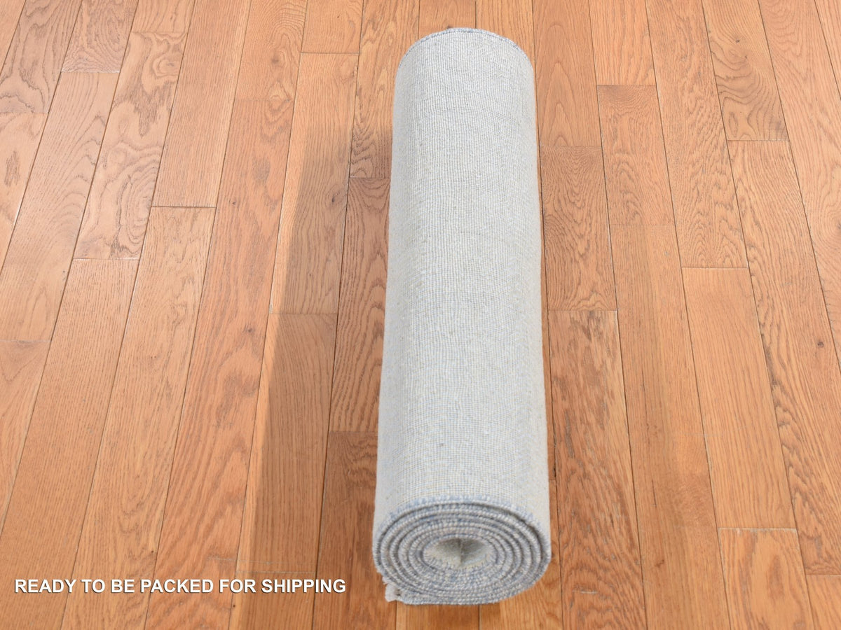 Gabbeh Modern / Contemporary hand-knotted wool/silk runner in Ivory, 2'7" x 8'4" — SKU O087233 (view 5)