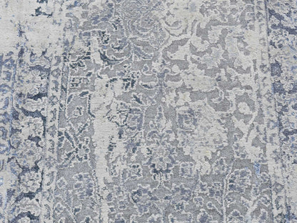 Transitional hand-knotted wool/pure silk runner in Gray, 2'5" x 10' — SKU O087240 (view 4)