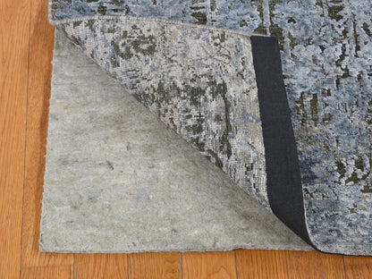 Grey 2'6" x 10'0" Transitional Hand knotted Wool/Silk Rug - Sku: O087242