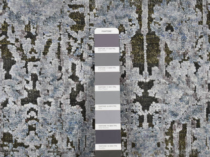 Transitional hand-knotted wool/silk runner in Gray, 2'6" x 10' — SKU O087242 (view 3)