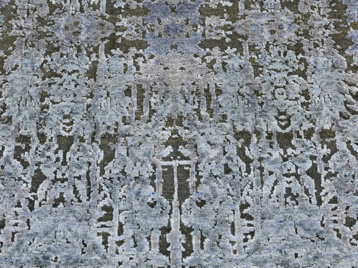 Transitional hand-knotted wool/silk runner in Gray, 2'6" x 10' — SKU O087242 (view 4)
