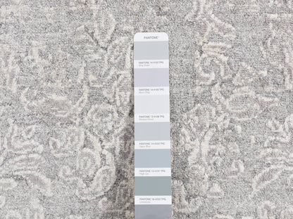 Transitional hand-knotted wool/silk runner in Gray, 2'5" x 7'9" — SKU O087244 (view 3)