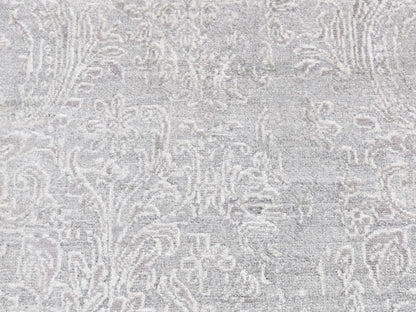 Transitional hand-knotted wool/silk runner in Gray, 2'5" x 7'9" — SKU O087244 (view 4)