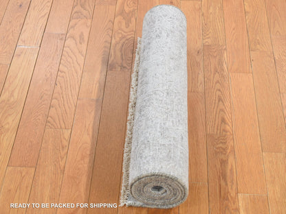 Transitional hand-knotted wool/silk runner in Gray, 2'5" x 7'9" — SKU O087244 (view 5)