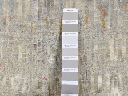 Modern / Contemporary hand-knotted wool/silk runner in Gray, 2'5" x 8' — SKU O087248 (view 3)