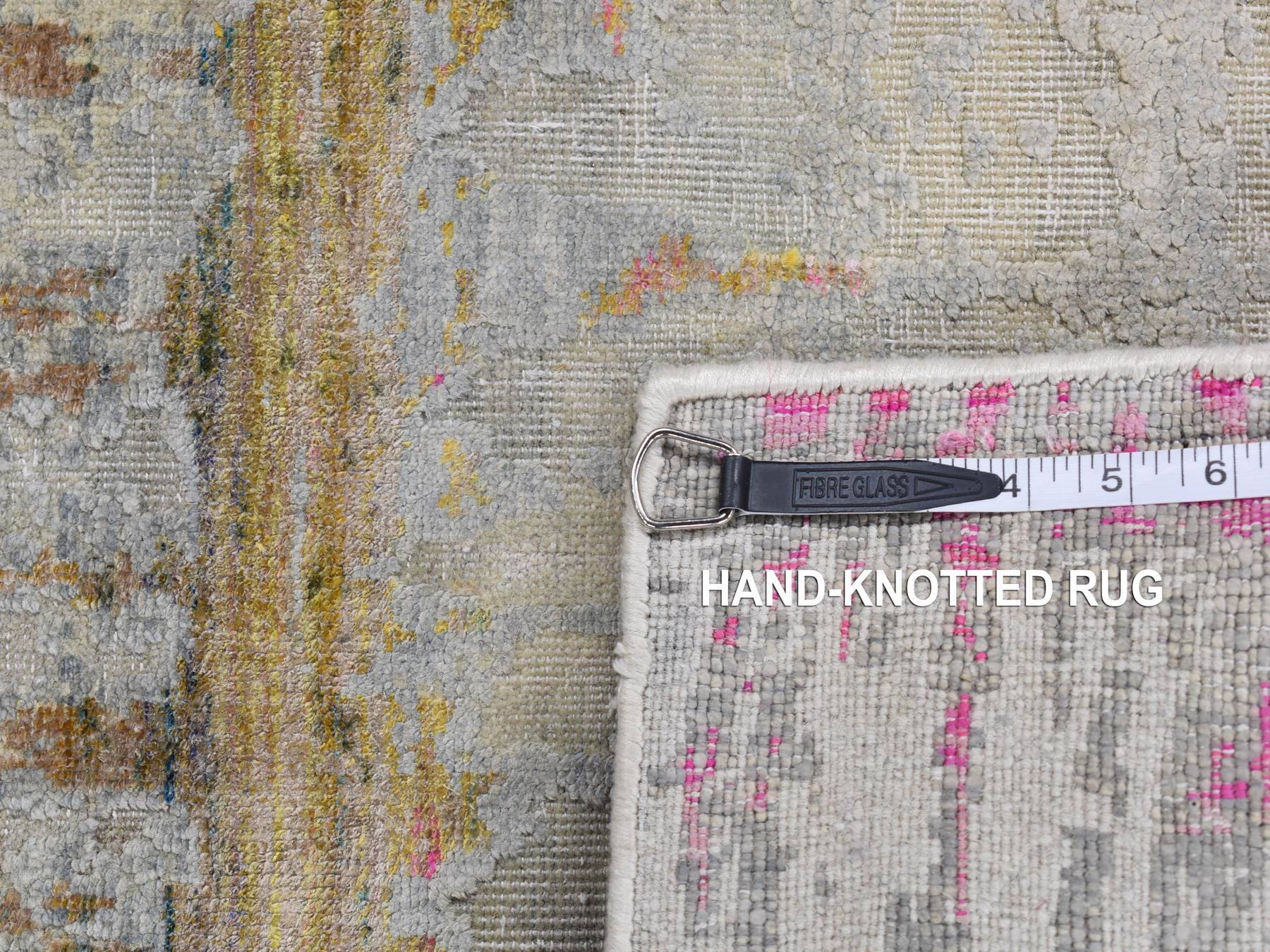 Modern / Contemporary hand-knotted wool/silk runner in Gray, 2'5" x 8' — SKU O087248 (view 7)
