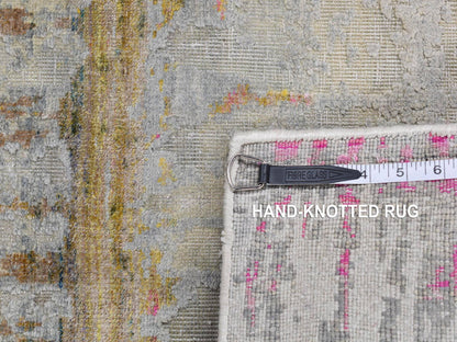 Modern / Contemporary hand-knotted wool/silk runner in Gray, 2'5" x 8' — SKU O087248 (view 7)