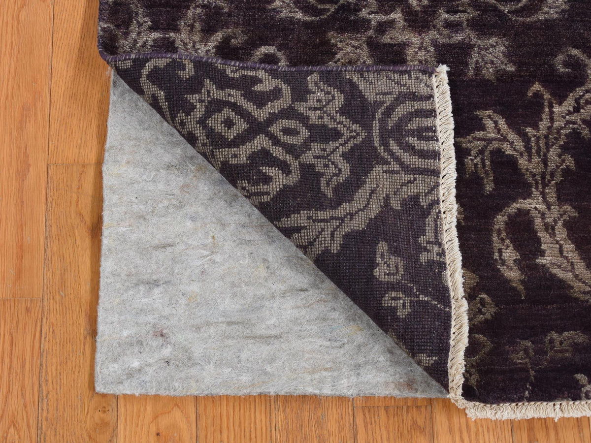 Transitional hand-knotted wool/silk runner in Brown, 2'5" x 9'8" — SKU O087251 (view 2)