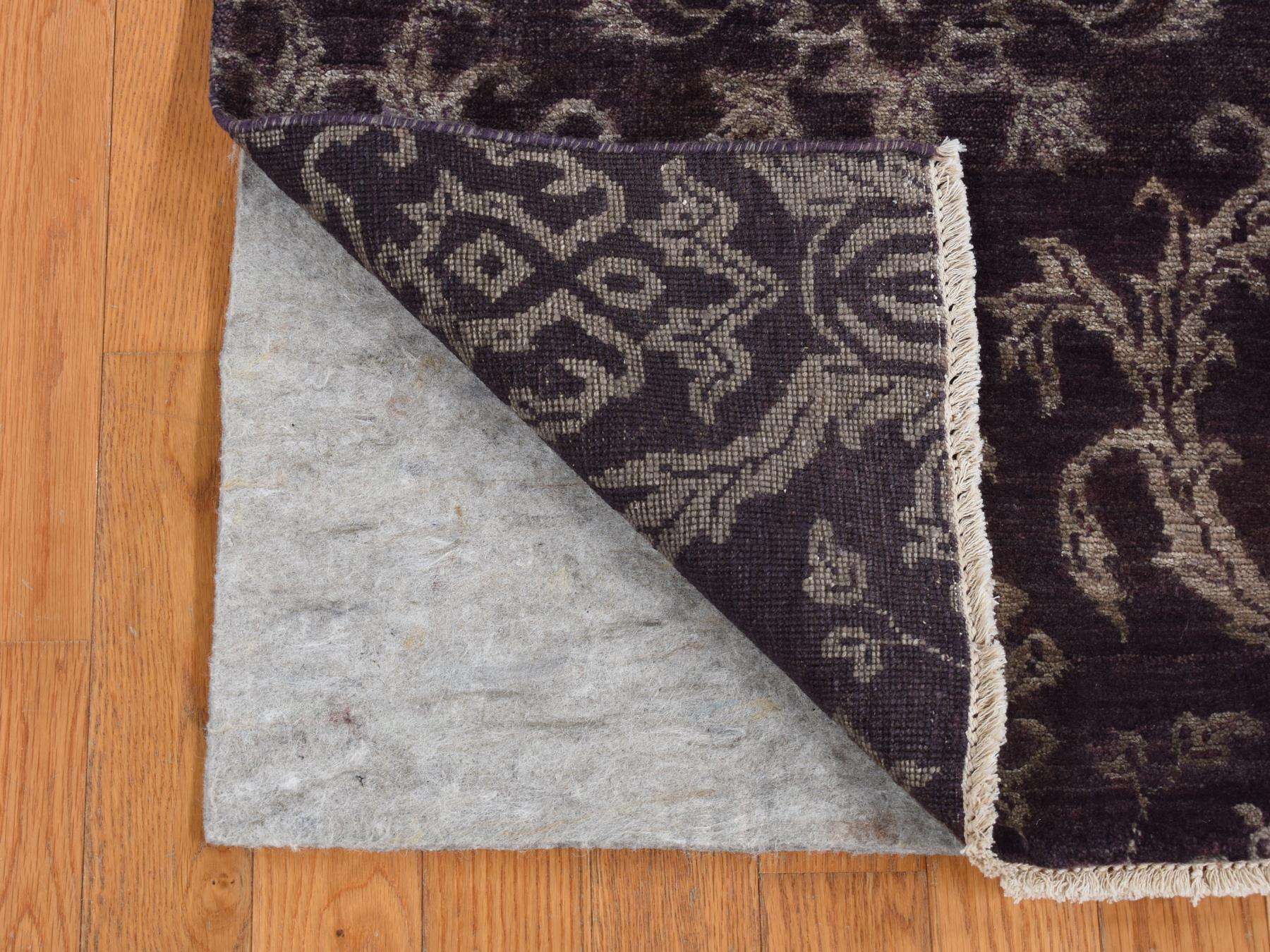 Transitional hand-knotted wool/silk runner in Brown, 2'5" x 9'8" — SKU O087251 (view 2)