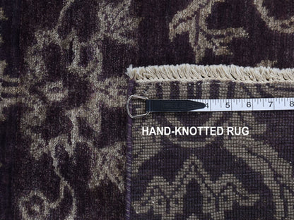 Brown 2'5" x 9'8" Transitional Hand knotted Wool/Silk Rug - Sku: O087251