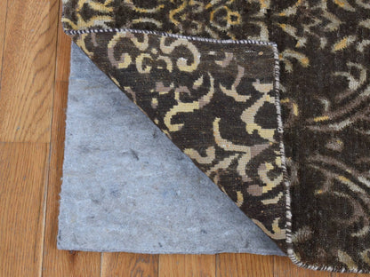 Brown 2'0" x 9'10" Transitional Hand knotted Wool/Silk Rug - Sku: O087252