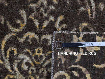 Brown 2'0" x 9'10" Transitional Hand knotted Wool/Silk Rug - Sku: O087252