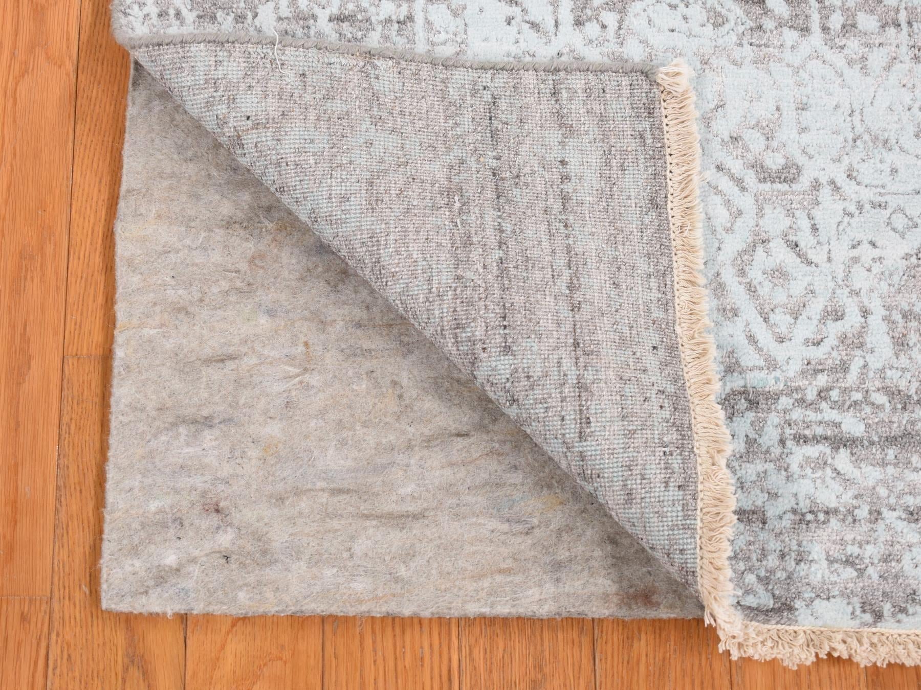 Green 2'6" x 10'0" Transitional Hand knotted Wool/Silk Rug - Sku: O087253