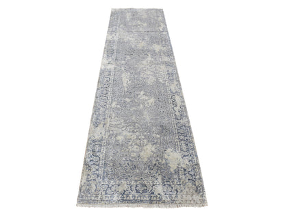 Kashan Transitional hand-knotted wool/silk runner in Gray, 2'6" x 9'10" — SKU O087254