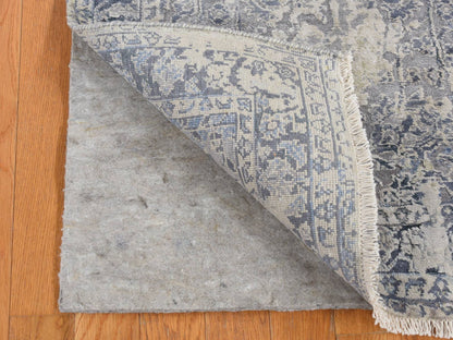 Kashan Transitional hand-knotted wool/silk runner in Gray, 2'6" x 9'10" — SKU O087254 (view 2)