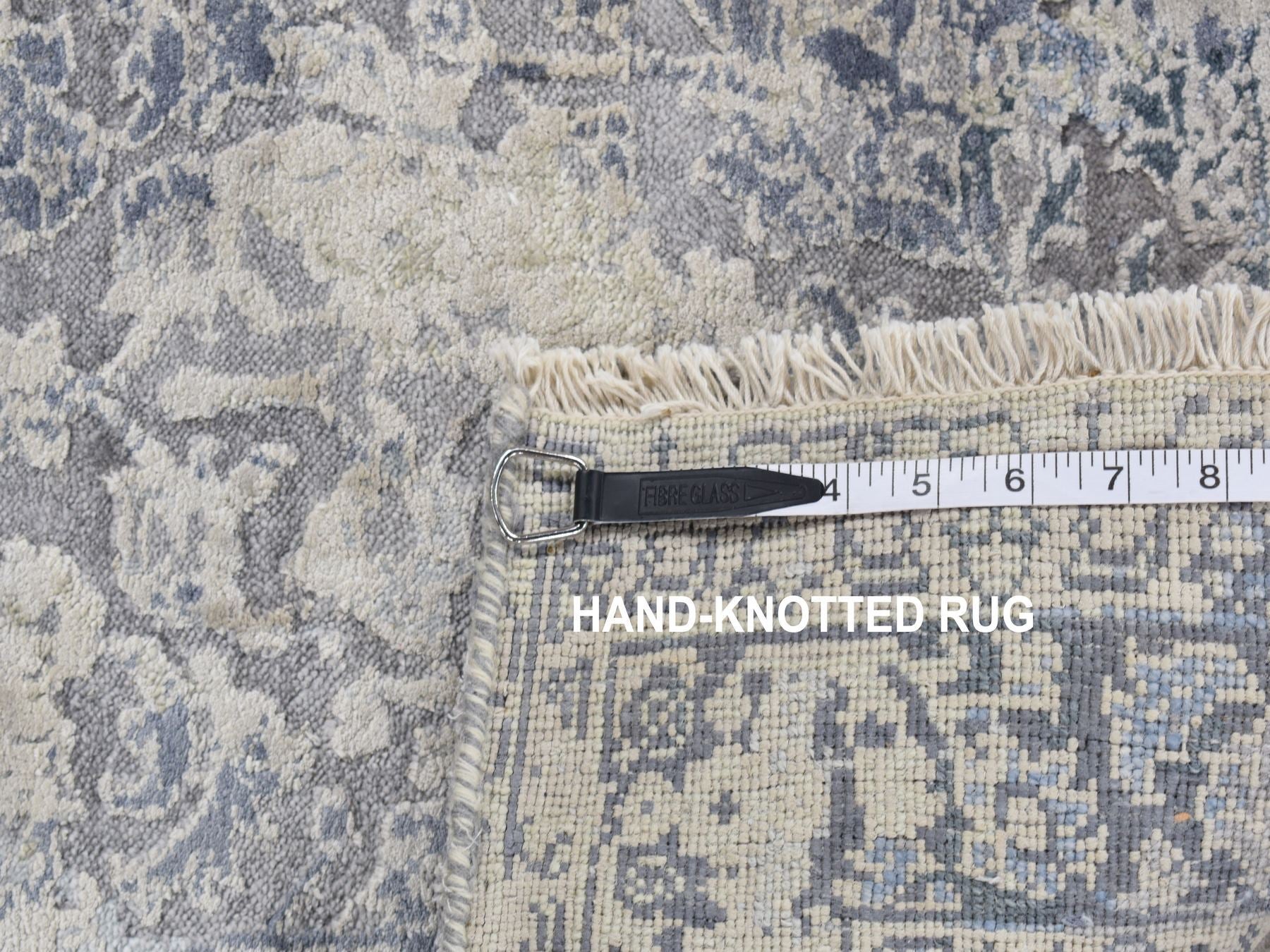Kashan Transitional hand-knotted wool/silk runner in Gray, 2'6" x 9'10" — SKU O087254 (view 7)