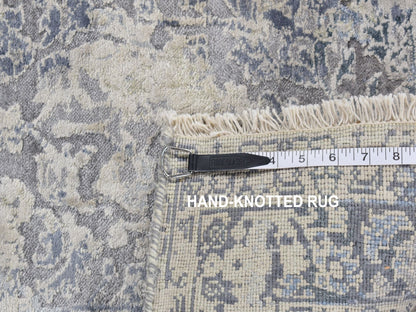 Kashan Transitional hand-knotted wool/silk runner in Gray, 2'6" x 9'10" — SKU O087254 (view 7)