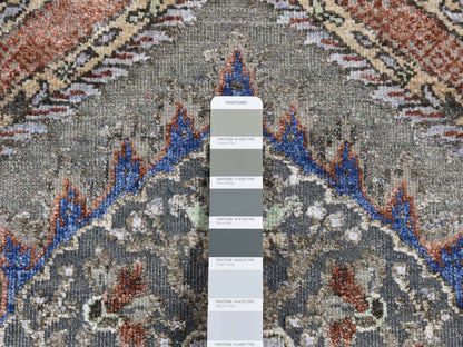 Transitional hand-knotted wool/silk runner in Gray, 2'6" x 10' — SKU O087256 (view 3)