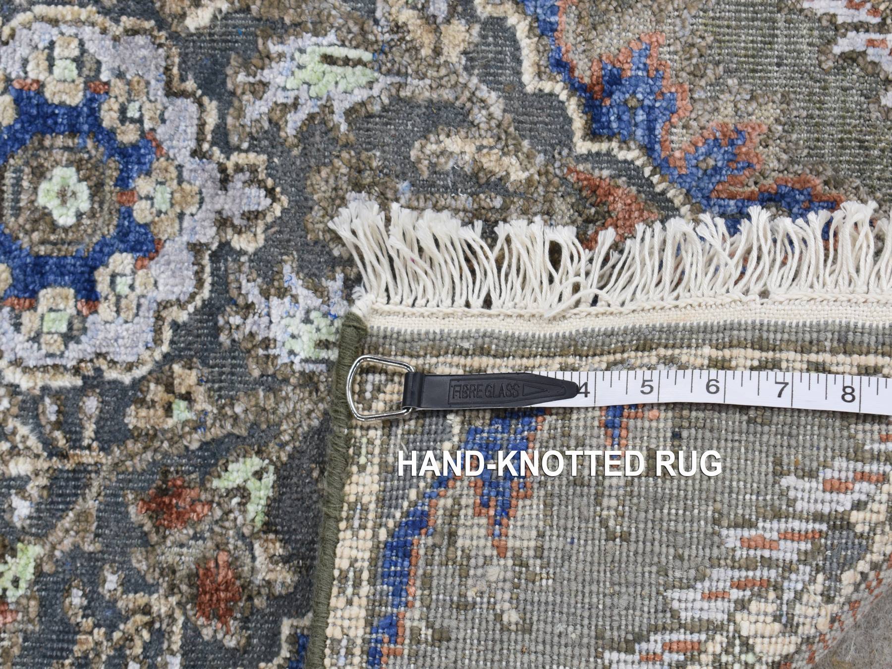 Transitional hand-knotted wool/silk runner in Gray, 2'6" x 10' — SKU O087256 (view 7)
