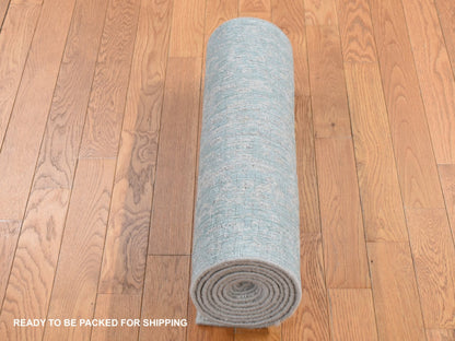 Beige 2'5" x 10'1" Wool and Silk Handloom Wool/Silk Rug - Sku: O087260