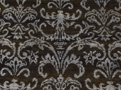Green 2'4" x 9'8" Transitional Hand knotted Wool/Silk Rug - Sku: O087261