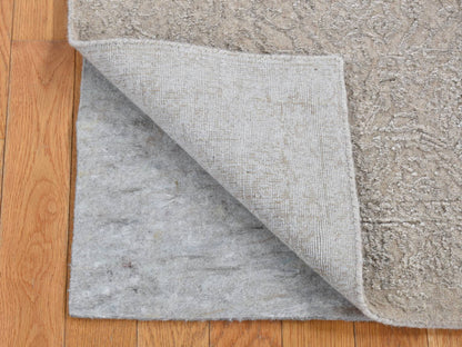 Beige 2'5" x 10'0" Modern and Contemporary Handloom Wool/Silk Rug - Sku: O087263