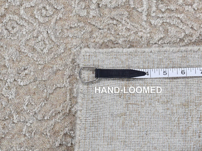 Beige 2'5" x 10'0" Modern and Contemporary Handloom Wool/Silk Rug - Sku: O087263