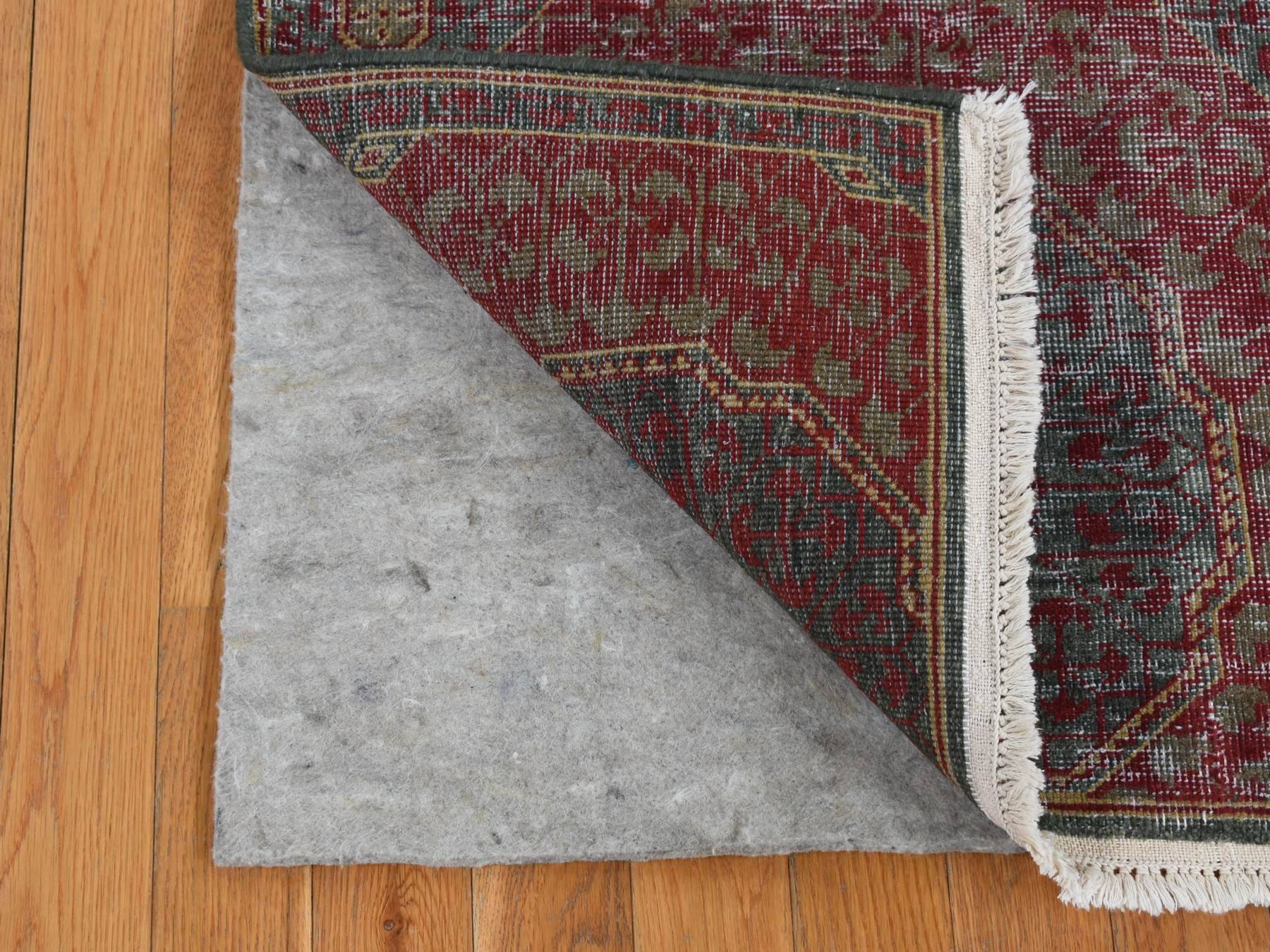 Green 2'6" x 9'10" Traditional Hand knotted Wool Rug - Sku: O087265