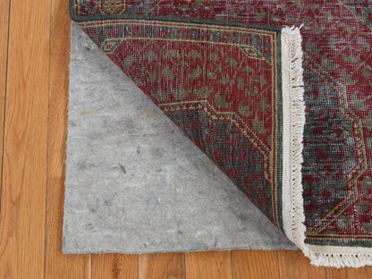 Green 2'6" x 9'10" Traditional Hand knotted Wool Rug - Sku: O087265