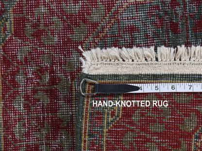 Green 2'6" x 9'10" Traditional Hand knotted Wool Rug - Sku: O087265